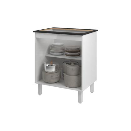 Imagem de Balcão Armário de Cozinha Para Fogão Cooktop 5 Bocas Fran Mobília Decor Branco