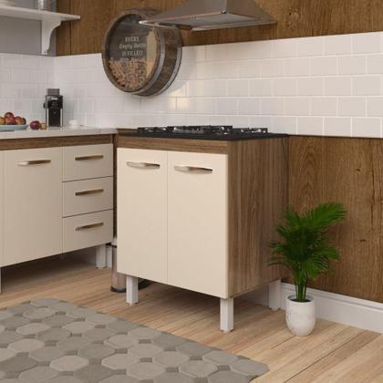 Imagem de Balcão Armário De Cozinha Para Fogão Cooktop 5 Bocas Fran Mobília Decor Savana Off White
