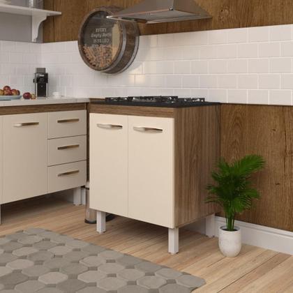 Imagem de Balcão Armário De Cozinha Para Fogão Cooktop 5 Bocas Fran Mobília Decor Savana Off White
