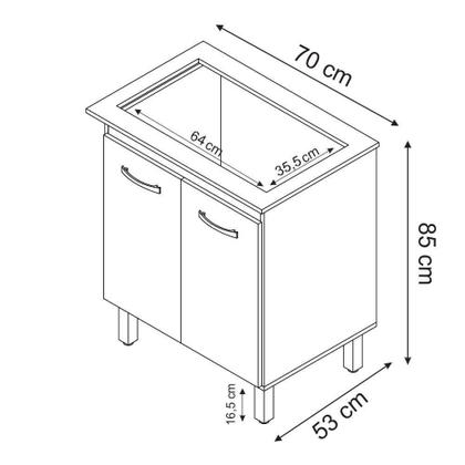 Imagem de Balcão Armário De Cozinha Para Fogão Cooktop 5 Bocas Fran Mobília Decor Savana Preto