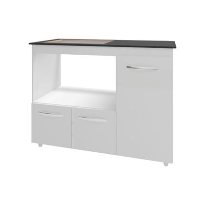 Imagem de Balcão Armário Gabinete de Cozinha Para Fogão Cooktop 4 Bocas e Forno 3 Portas Alana Mobília Decor Branco