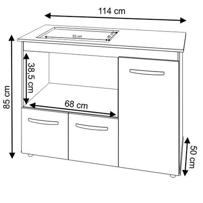 Imagem de Balcão Armário Gabinete de Cozinha Para Fogão Cooktop 4 Bocas e Forno 3 Portas Alana Mobília Decor Branco