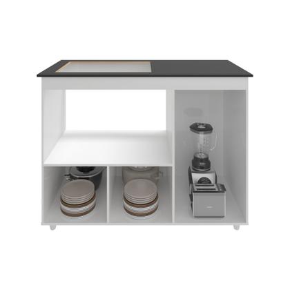 Imagem de Balcão Armário Gabinete de Cozinha Para Fogão Cooktop 4 Bocas e Forno 3 Portas Alana Mobília Decor Branco
