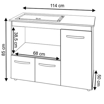 Imagem de Balcão Armário Gabinete de Cozinha Para Fogão Cooktop 5 Bocas e Forno 3 Portas Alana Mobília Decor Branco