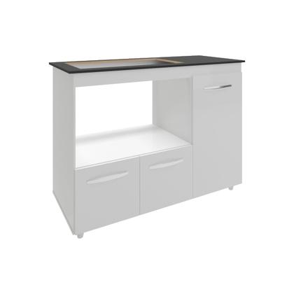 Imagem de Balcão Armário Gabinete de Cozinha Para Fogão Cooktop 5 Bocas e Forno 3 Portas Alana Mobília Decor Branco