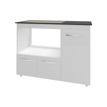 Imagem de Balcão Armário Gabinete de Cozinha Para Fogão Cooktop 5 Bocas e Forno 3 Portas Alana Mobília Decor Branco