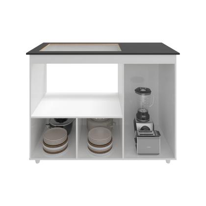 Imagem de Balcão Armário Gabinete de Cozinha Para Fogão Cooktop 5 Bocas e Forno 3 Portas Alana Mobília Decor Branco
