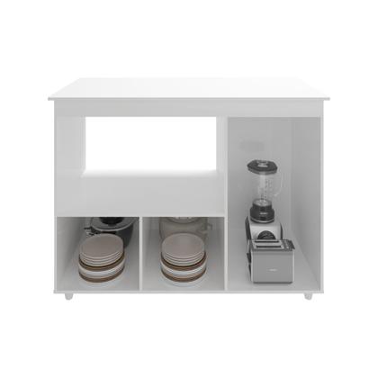 Imagem de Balcão Armário Gabinete de Cozinha Para Microondas e Forno Elétrico 3 Portas Lilian Mobília Decor Branco