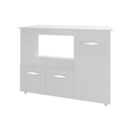 Imagem de Balcão Armário Gabinete de Cozinha Para Microondas e Forno Elétrico 3 Portas Lilian Mobília Decor Branco
