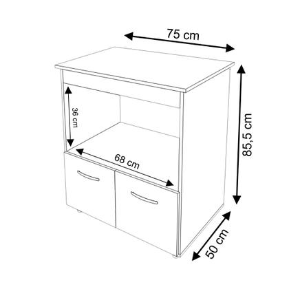 Imagem de Balcão Armário Gabinete para Microondas e Forno Elétrico Cozinha Amanda Mobília Decor Branco