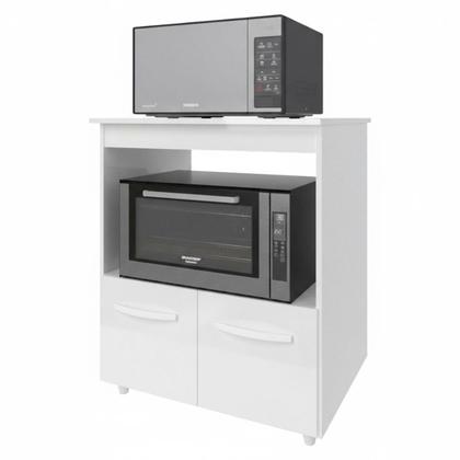 Imagem de Balcão Armário Gabinete para Microondas e Forno Elétrico Cozinha Amanda Mobília Decor Branco