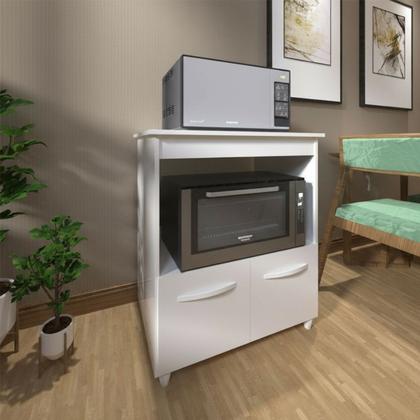Imagem de Balcão Armário Gabinete para Microondas e Forno Elétrico Cozinha Amanda Mobília Decor Branco