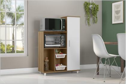 Imagem de Balcão Armário Microondas c/ Fruteira e Porta Anne Mel Branco Madine