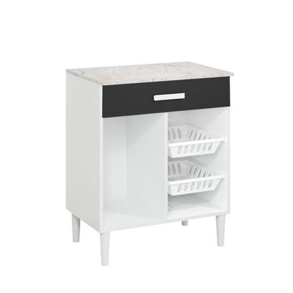 Imagem de Balcão Armário Microondas Forno Fruteira Multiuso Branco/Preto