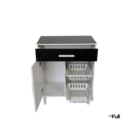 Imagem de Balcão Armário Microondas Forno Fruteira Multiuso Branco/Preto
