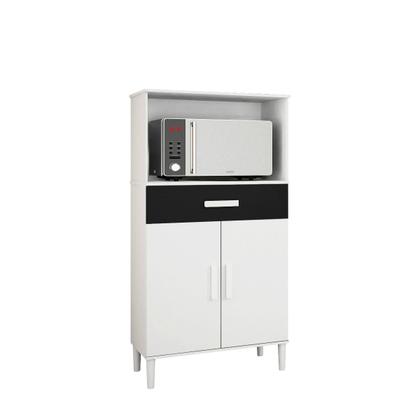 Imagem de Balcão Armário Organizador Microondas e Forno Duplo Branco/Preto