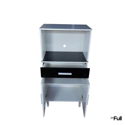 Imagem de Balcão Armário Organizador Microondas e Forno Duplo Branco/Preto