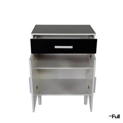 Imagem de Balcão Armário Organizador Microondas Simples Cozinha Branco/Preto