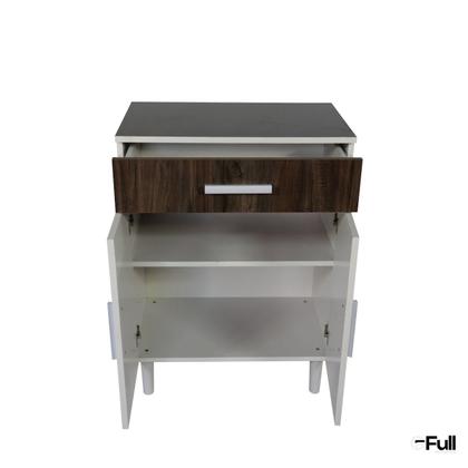 Imagem de Balcão Armário Organizador Microondas Simples Cozinha Branco/Rústico