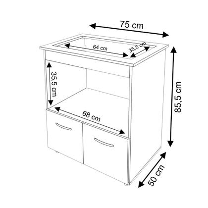 Imagem de Balcão Armário para Fogão Cooktop 5 Bocas e Forno Elétrico Cozinha Evelyn Mobília Decor Savana Off White