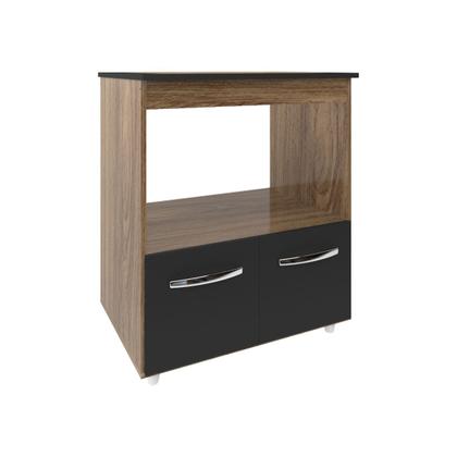 Imagem de Balcão Armário para Fogão Cooktop 5 Bocas e Forno Elétrico Cozinha Evelyn Mobília Decor Savana Preto