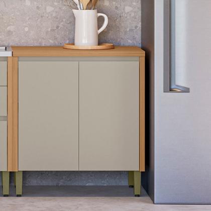 Imagem de Balcão Arya 80cm 100% MDF Jequitibá/Gris Fosco - sallar home