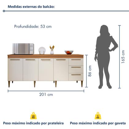 Balcão Atenas 4 Portas e 3 Gavetas - Kaiki Móveis Imagem de Balcão Atenas 4 Portas e 3 Gavetas