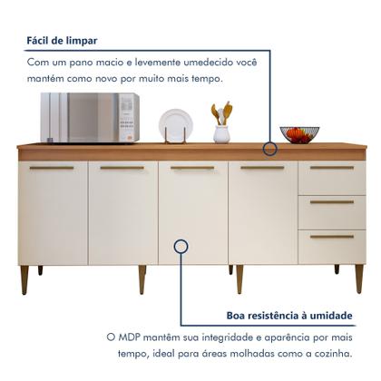Balcão Atenas 4 Portas e 3 Gavetas - Kaiki Móveis Imagem de Balcão Atenas 4 Portas e 3 Gavetas