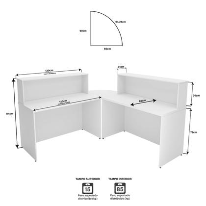 Imagem de Balcão Atendimento De Canto Em L Recepção Consultório 120x60 NetMobil