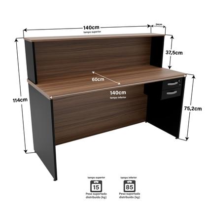 Imagem de Balcão Atendimento Recepção Consultório 1400x600 Com Gaveteiro NetMobil