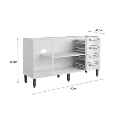 Imagem de Balcão Bertolini Evidence 4635 Aço Tampo 160 Branco