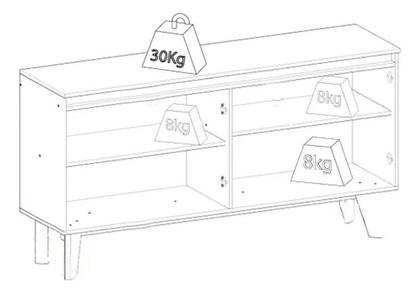 Imagem de Balcão Buffet 4 Portas 150 Cm Quartzo Off White Nature Henn Off White e Nature Pés Madeira