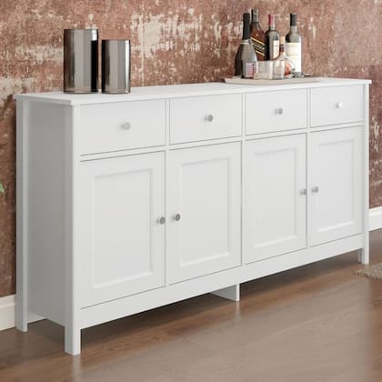 Imagem de Balcao Buffet 4 Portas 4 Gavetas 154 cm R626 Branco Dtall