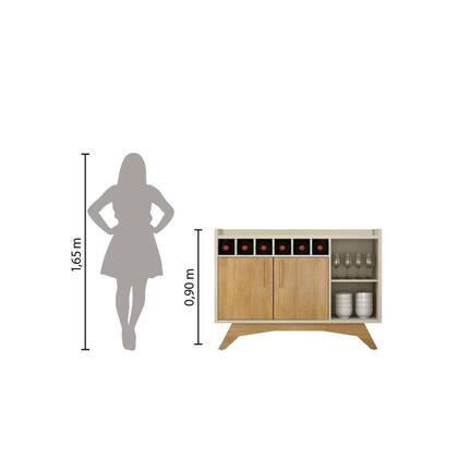Imagem de Balcão Buffet Aparador Adega Clara 1,20m Off White / Cinamomo Valdemóveis - VALDEMOVEIS