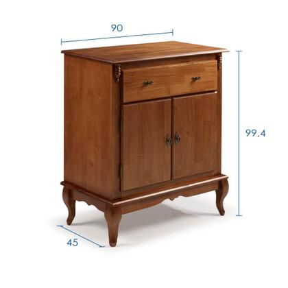 Imagem de Balcão Buffet de Madeira com 2 Portas e 1 Gavetas Pés Luis XV 60629 Linz Móveis - Imbuia Glazer