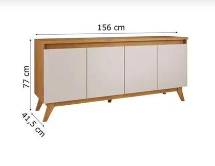 Imagem de Balcão Buffet Flip 4 Portas  2 Prateleiras Mel/Off White - Viero Móveis