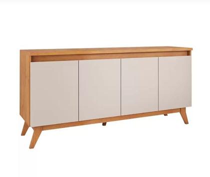 Imagem de Balcão Buffet Flip 4 Portas  2 Prateleiras Mel/Off White - Viero Móveis