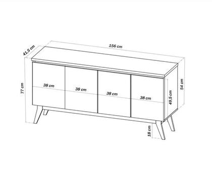 Imagem de Balcão Buffet Flip 4 Portas  2 Prateleiras Mel/Off White - Viero Móveis