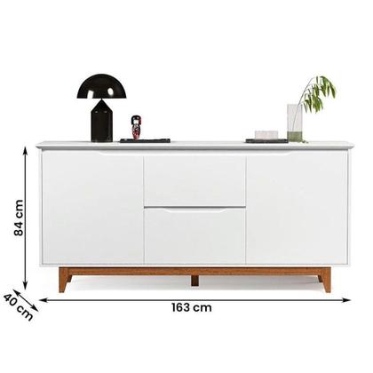 Imagem de Balcão Buffet Flow 2 Portas 2 Gavetas Pés Madeira Maciça 163cm Ej Móveis