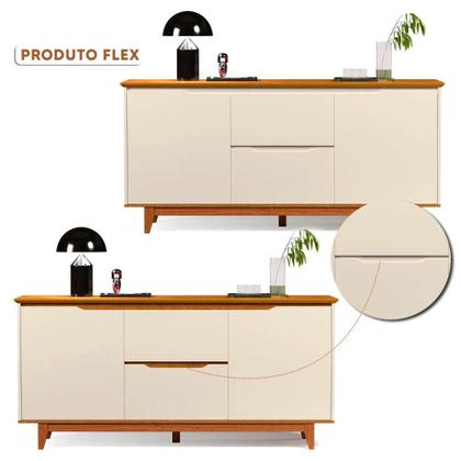 Imagem de Balcão Buffet Flow 2 Portas 2 Gavetas Pés Madeira Maciça 163cm Ej Móveis