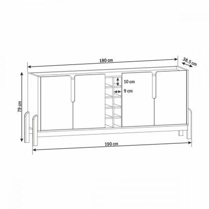 Imagem de Balcão Buffet Lizz 4 Portas com Adega Off White/Cedro 050520 - Casa D