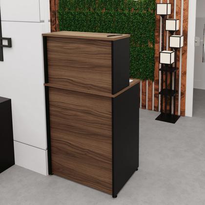 Imagem de Balcão Caixa Atendimento Comercial Recepção Consultório 60cm Marrom/Nogal
