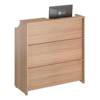 Imagem de Balcão Caixa Atendimento Recepção de Loja 108x45cm com 1 Porta e Gaveta Porta Cédulas