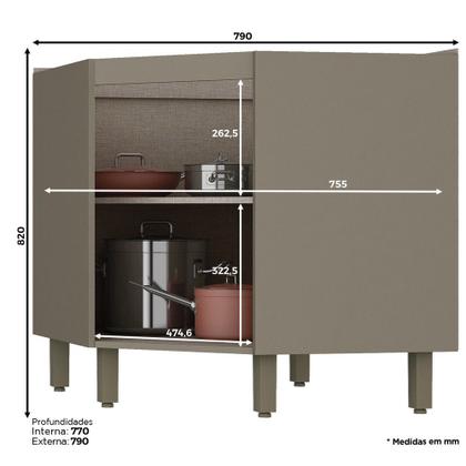 Imagem de Balcão Canto Oblíquo 1 Porta 79cm Connect