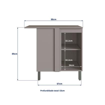Imagem de Balcão Canto Reto com Tampo Cozinha Diamante New
