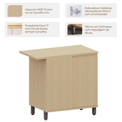 Imagem de Balcão Canto Reto para Cozinha 1 Porta MDP/MDF Aurora