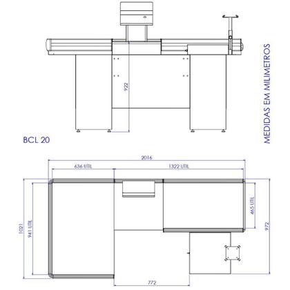 Imagem de Balcão Checkout De Comercio Mesa Reta De 2M Para Supermercados Kit Innal