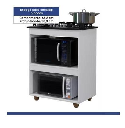 Imagem de Balcão Coktop Turim Branco Kaiki Movéis 4 e 5 Bocas