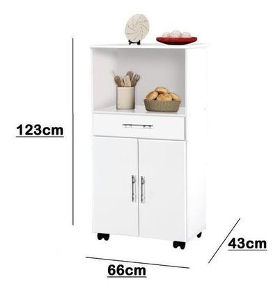 Imagem de Balcao Com Rodizios Class Branco 02 Portas + 01 Gaveta