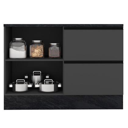 Imagem de Balcão Com Tampo 120cm Com 1 Porta e 3 Gavetas Etna Cor Grafite Poliman Móveis